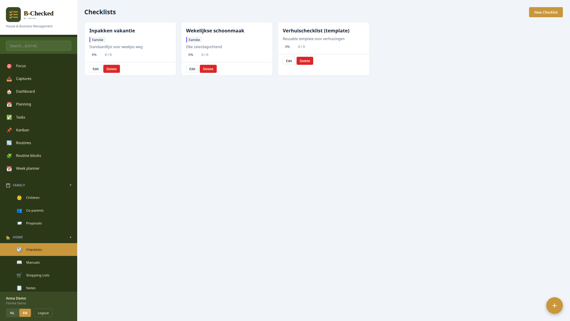Checklists for vacation packing, school prep, emergency contacts